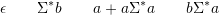 \[\epsilon \qquad \Sigma^*b \qquad a+a\Sigma^*a \qquad b\Sigma^*a\]