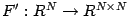 $F': R^N \rightarrow R^{N\times N}$